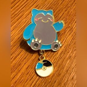 Women’s Accessories Blue & Gray Snorlax Pokemon Enamel Pin with Great Ball Charm